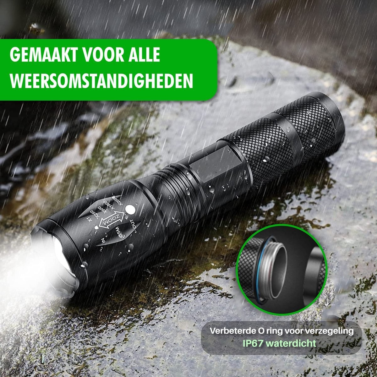 Krachtige LED Zaklamp – 1000 lumen, waterdicht & robuust