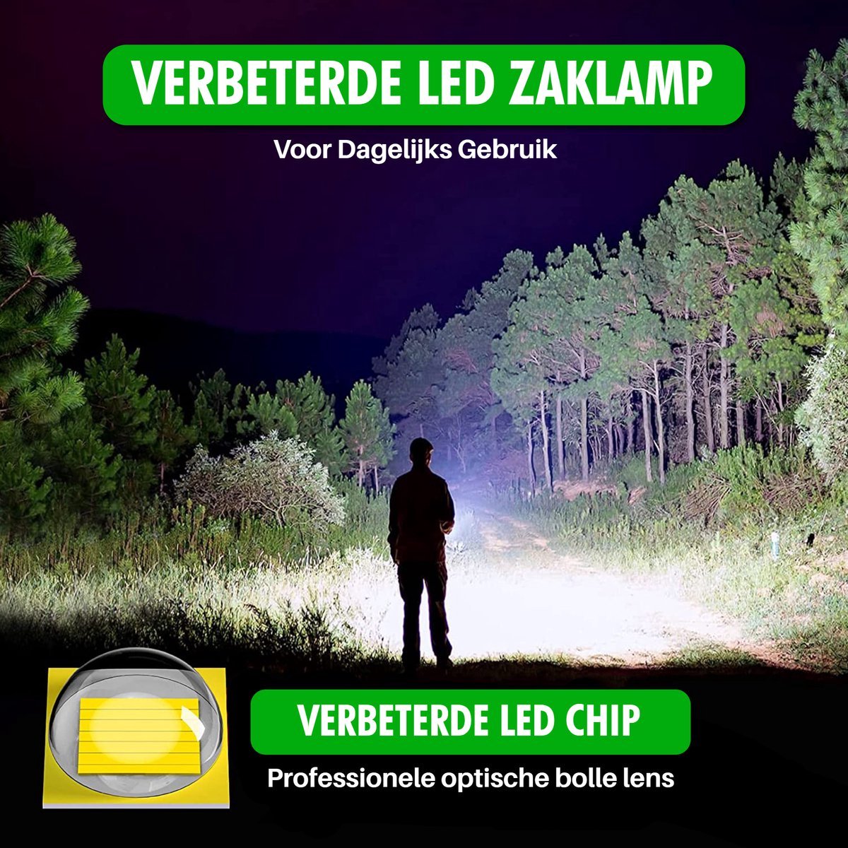 Krachtige LED Zaklamp – 1000 lumen, waterdicht & robuust