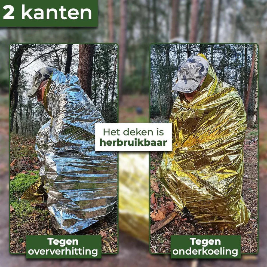 Reddingsdeken – Dubbelzijdige isolatiedeken voor noodsituaties