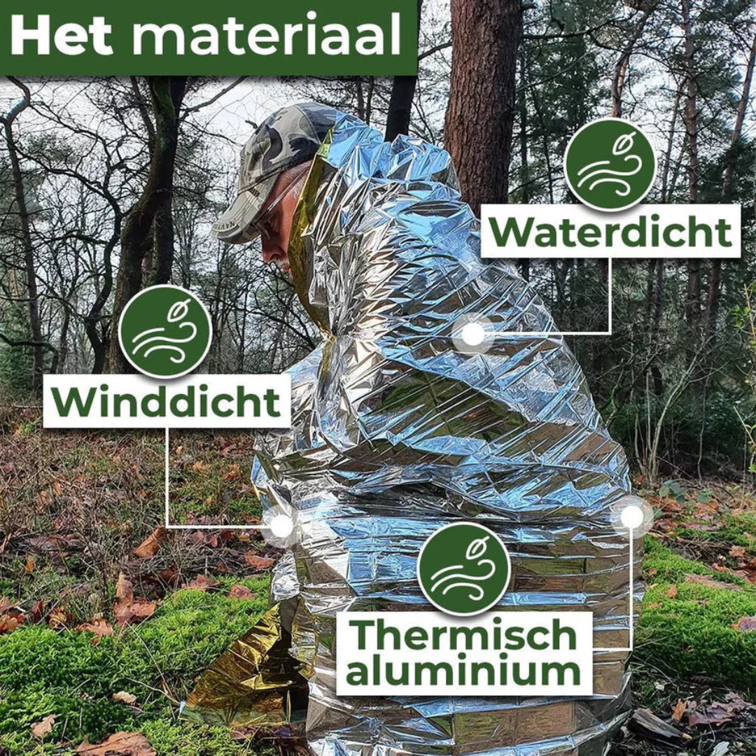 Reddingsdeken – Dubbelzijdige isolatiedeken voor noodsituaties