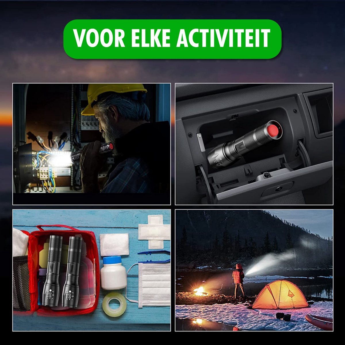 Krachtige LED Zaklamp – 1000 lumen, waterdicht & robuust
